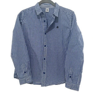 Petit Bateau Blue Gingham Button Down Collared Shirt